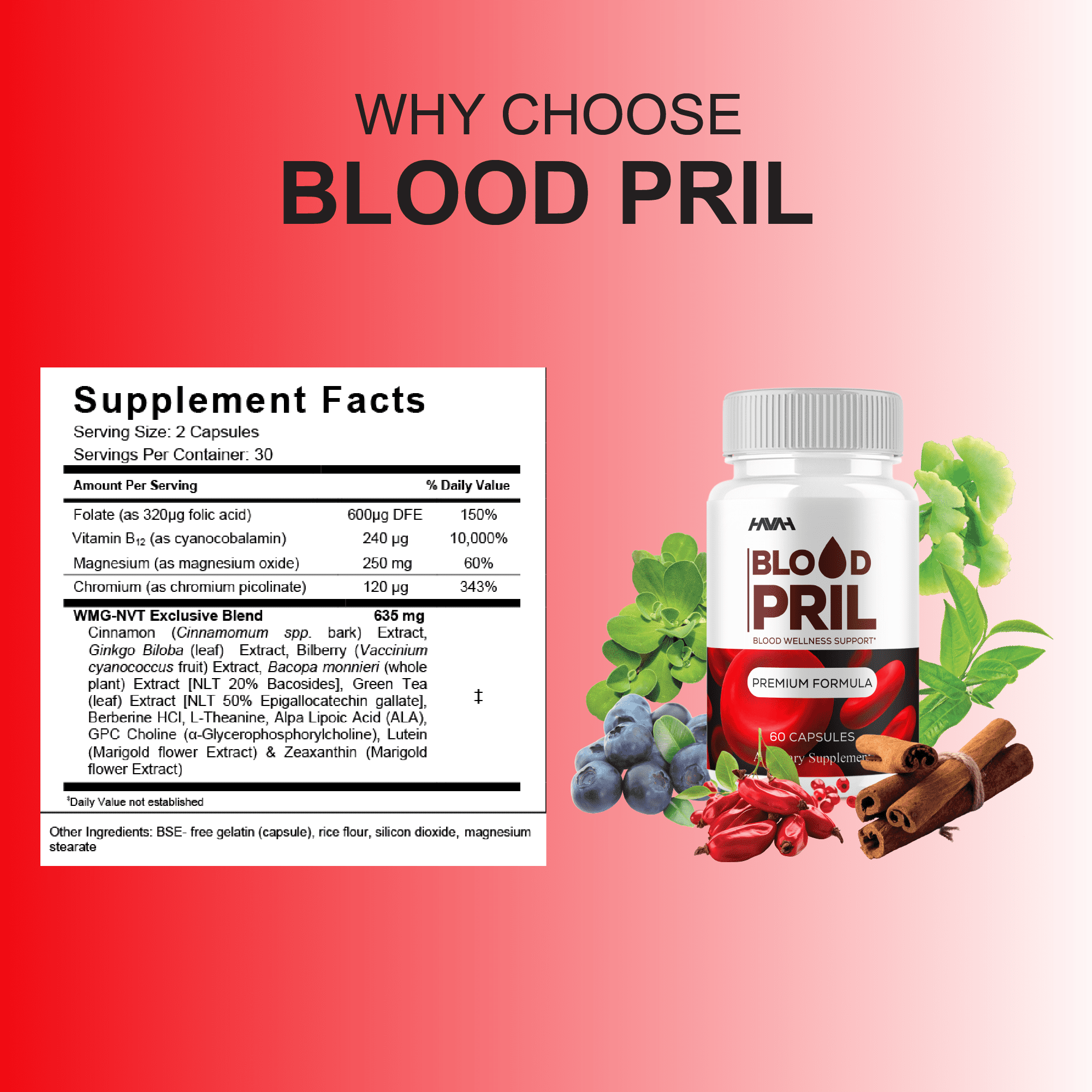 (2 Pack) Blood Pril Blood Wellness Pills, BloodPril Premium Support (120 Capsules)