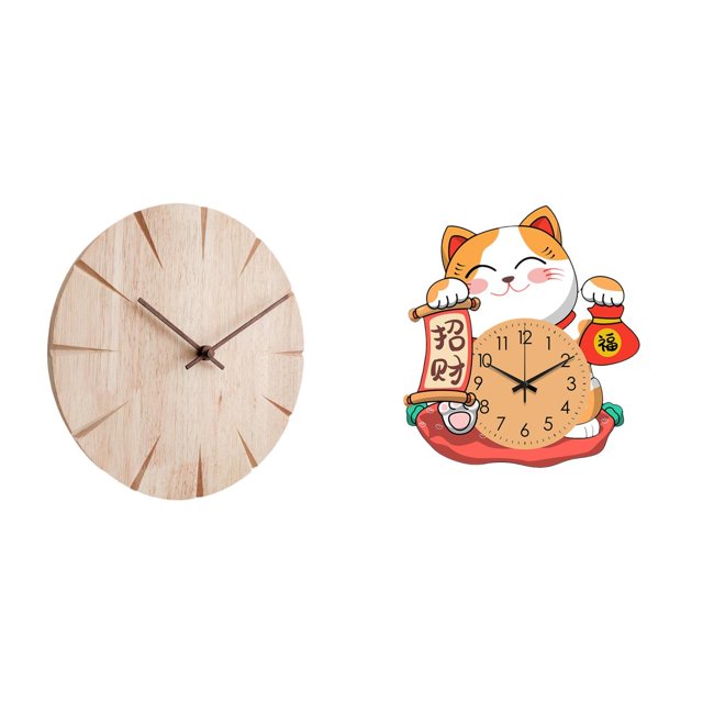 Reloj De Pared Creativo Y Silencioso De Madera Maciza Con Forma De Gato, Sin Tictac, Decorativo, Colgante, Regalo Para Restaurante, Oficina, Dormitorio Infantil, Cocina Y Hogar.