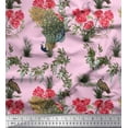 thumbnail image 1 of Soimoi Rayon Fabric Leaves,Floral & Peacock Bird Fabric Prints by Yard 56 Inch Wide, 1 of 1