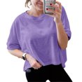 thumbnail image 3 of Oversized T-Shirts Womens Cropped Casual Short Sleeve Loose Fit Tee Tops, 3 of 4