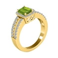 thumbnail image 3 of AoneJewelry 10k Yellow Gold Gemstone and Diamond Prong Set Ring With 2 Carat Emerald Cut Peridot and Diamonds, 3 of 5