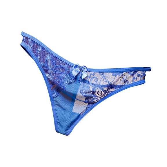 Elainilye Fashion Women's Underwear Sexy Lace See-Through Breathable Thongs Briefs Panties Lingerie Underwear,Blue