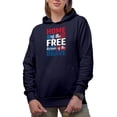 thumbnail image 2 of Home of the Free Because of the Brave, Navy Blue Hooded Sweatshirt or Hoodie, Small, 2 of 5