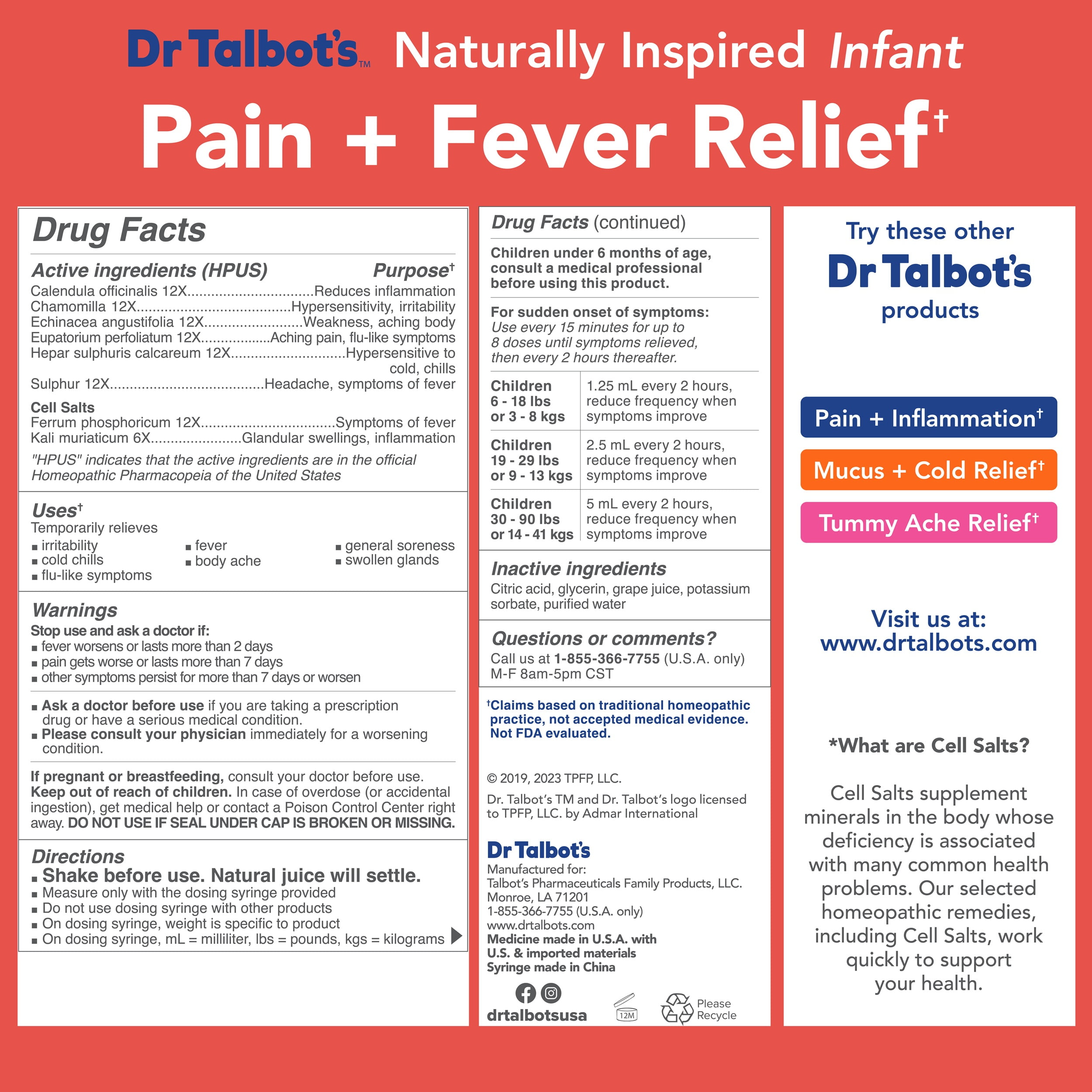 Dr. Talbot's Homeopathic Infant Pain and Fever Relief with Cell Salts, 4 fl oz