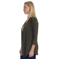 thumbnail image 3 of Simply Ravishing Women's Basic Assymetrical 3/4 Sleeve Open Drape Cardigan, Large, Olive, 3 of 5