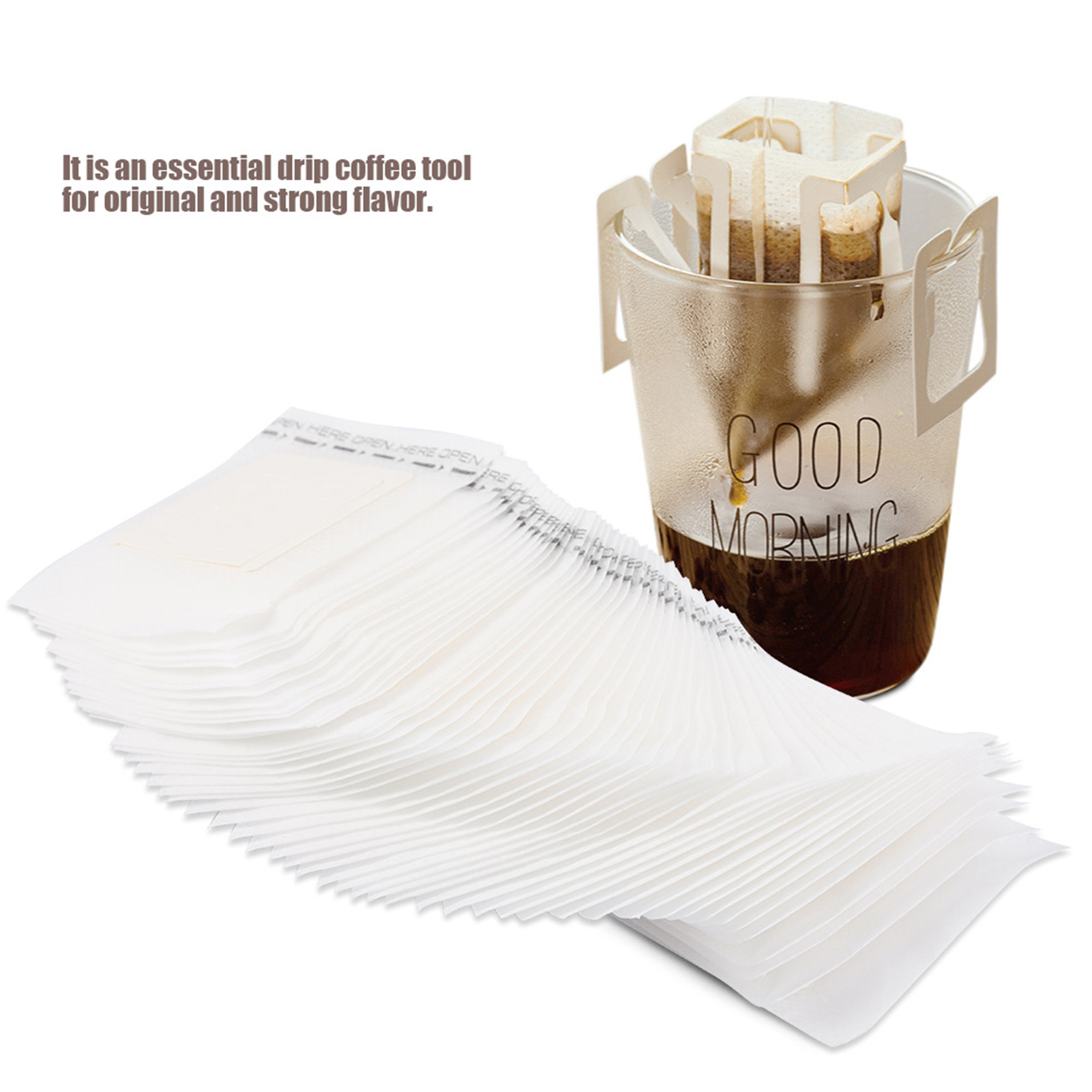 50 Sachets Filtres à Café Suspendus - Filtres Jetables Pour Café Drip - Camping, Voyage, Bureau - 10x8 Cm