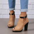 thumbnail image 2 of Fashion Open Peep Toe Booties for Women Cutout Side Strap Buckle Chunky Block Heel Sandal Short Ankle Boots Dressy Sandals, 2 of 5