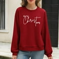thumbnail image 5 of Lcziwo Women Christmas Knit Pullover Tops Cute Graphic Print Waffle Sweatshirt Casual Trendy Long Sleeve Shirts Crew Neck Fall Winter Outfits 2025 Red,XXL, 5 of 6