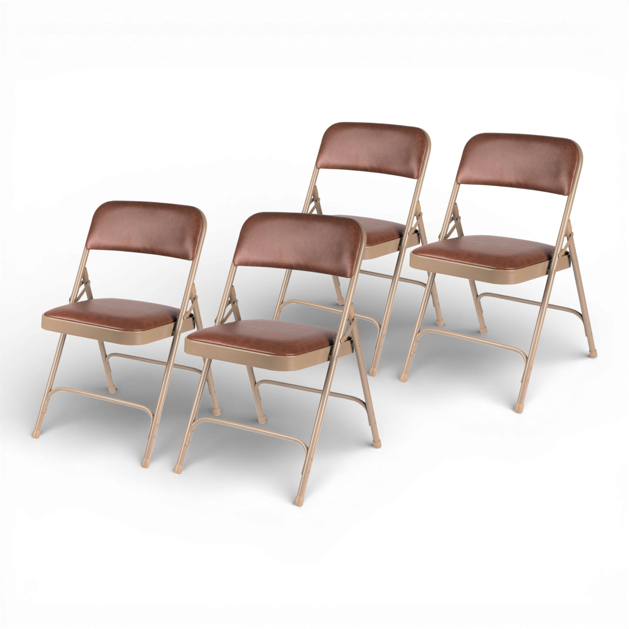 Hampden Furnishings Bernadine Collection Vinyl Folding Chair, Brown, Pack of 4