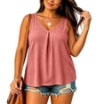 thumbnail image 5 of TARIENDY Womens Plus Size Sleeveless Shirts Summer Casual Tank Tops Loose Fit Crewneck Pleated Tees Beach Vacation Outfits Pink XXXXL, 5 of 8