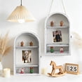 thumbnail image 6 of CFCSRP Shadow Box Frame 10x16 Arch-Shaped Display Cases with Linen Back and Removable Shelves, Picture Frame Wedding Bouquet Memorabilia Medals Photos Memory Box for Keepsakes(Old White), 6 of 7