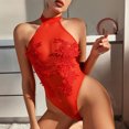thumbnail image 7 of Hfnxid Lingerie for Women Lace Bodysuit One Piece Lingerie Halter Babydoll Underwear, 7 of 7