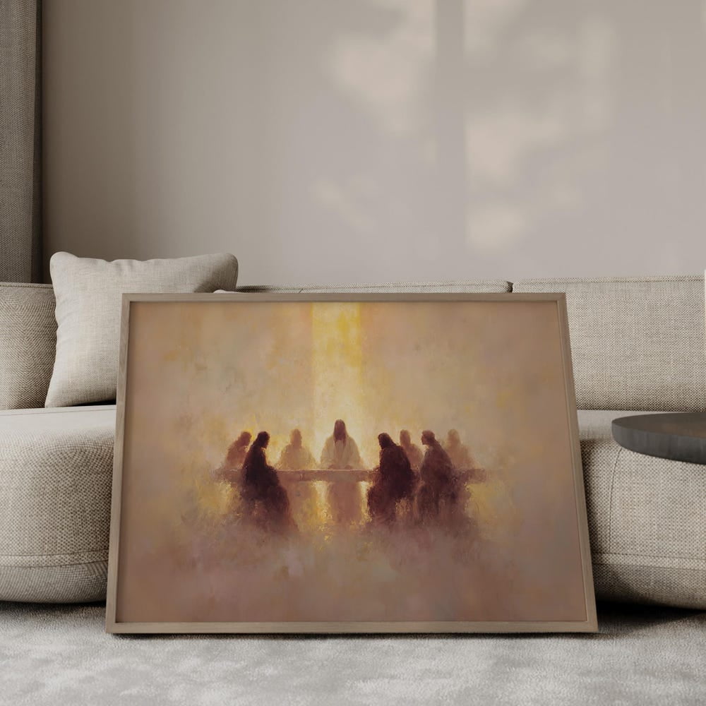 Jesus And The Last Supper Christian Wall Art Christian Gift Jesus Home Decor Religious Prints Jesus Poster Jesus Painting UNFRAMED PAPER POSTER Home Decor Vintage Gift Living Room Dercor
