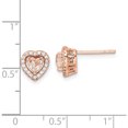 thumbnail image 3 of Sterling Silver Rose-Tone Polished Pink & White Cz Heart Post Earrings (8 X 8) Made In China qe15728, 3 of 5