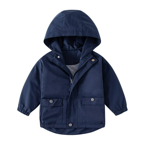 CYRBOKO Boys Jackets, Long Sleeve Lightweight Full-Zip Casual Hooded Outerwear Navy Size 9-10 T