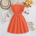 thumbnail image 4 of Gubotare Baby Girls' Short Sleeve Dressy Special Occasion Dresses (Orange,7-8 Years), 4 of 6