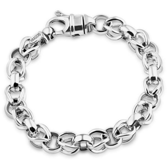 Pompeii Mens 9" 14k White Yellow Rose Gold or Platinum 11.8mm Bracelet (88-142grams) (,)