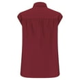 thumbnail image 4 of Wyobmus Womens Button Down Shirt Casual Cotton Linen Tops Cap Short Sleeve Summer V Neck Collared Blouses 2025 Trendy Clothes S-2X Burgundy, 4 of 6