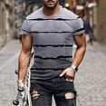 thumbnail image 2 of DDAPJ pyju Mens Striped T-shirts Gradient Color Casual Hipster Tee Tops Big and Tall Man Short Sleeve Crewneck Graphic Tees Cool Streetwear Gray M, 2 of 6