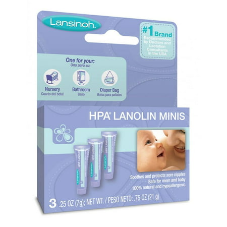 Lansinoh Lanolin Nipple Cream for Breastfeeding, .25 Oz each, 3 Mini (Best Nipple Cream For Breastfeeding Babies)