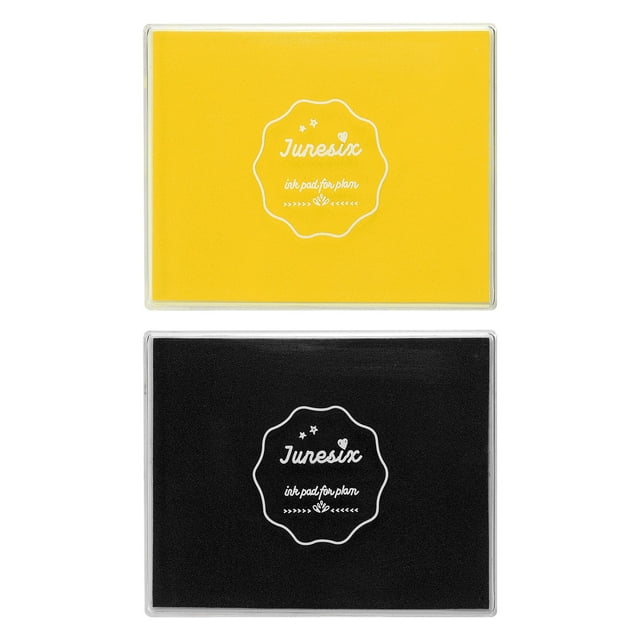 Uxcell 2Pcs Large Stamp Ink Pad, 3.9x4.7 Inch Washable Craft Finger Stamps Pad for Paper Wood Fabric Inkpad DIY Card Making, Black and Light Yellow