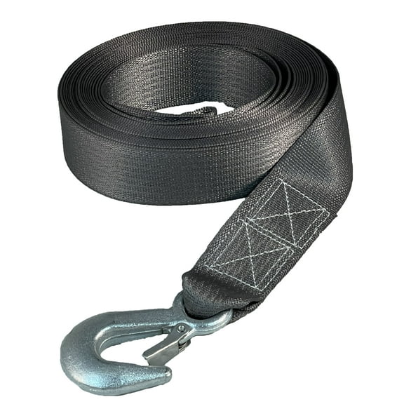 Cajun Tie Downs Gray Polyester Boat Winch Replacement Strap With Snap Hook and Bolt Loop