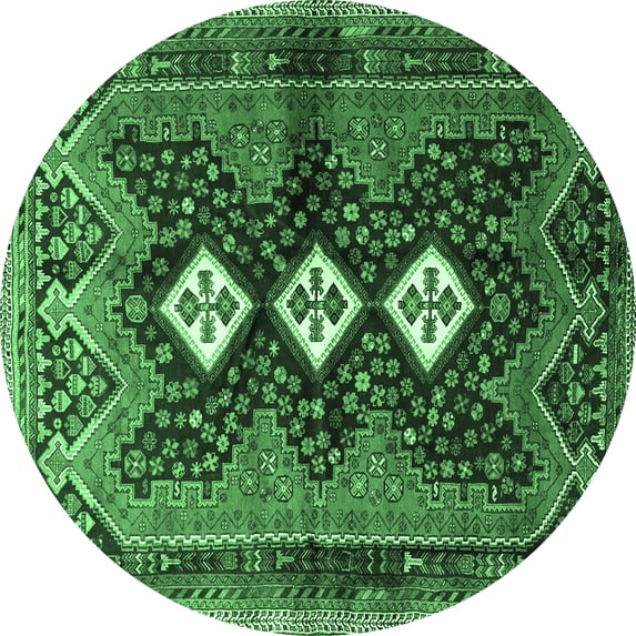 Ahgly Company Indoor Round Persian Emerald Green Traditional Area Rugs, 6' Round