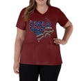 thumbnail image 3 of 250 Anniversary Usa Scrub Tops for Women American Flag Print United States Short Sleeve Tshirt V Neck Lightweight Regular Fit Workwear Nursing Uniforms with Pockets, #01 Deep Red, 5XL, 3 of 4