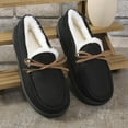 thumbnail image 3 of FRSASU Women's Moccasin Slippers Warm Lined Lace-Up Cozy Bow Indoor & Outdoor Loafers Shoes for Women Black, 3 of 7