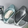 TureClos Self Draining Soap Box No Punching Leaf Shape Dish Tray Decorative Soap Holder for Bathroom Kitchen, Grey
