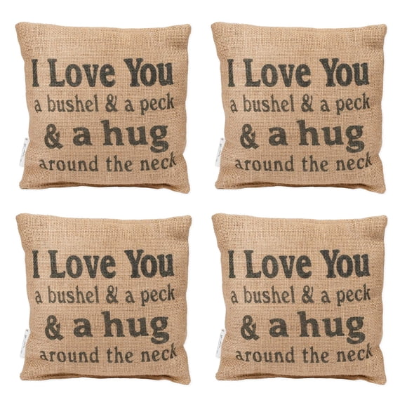 The Country House Collection Coussin Décoratif en Toile de Jute Je t'Aime un Boisseau et un Peau 8 x 8 Pouces Carré Lot de 2