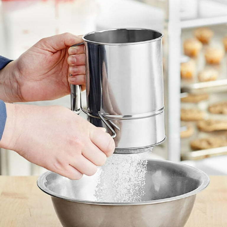 Flour Sifter & Powdered Sugar Duster - Stainless Steel Kitchen Sieve For Baking Cakes, Bread, And Desserts