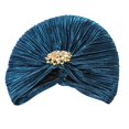 thumbnail image 4 of yuksok Indian Turban Hat for Women Alloy Brooch Female Headband Hair Scarf Head Wrap Blue, 4 of 9