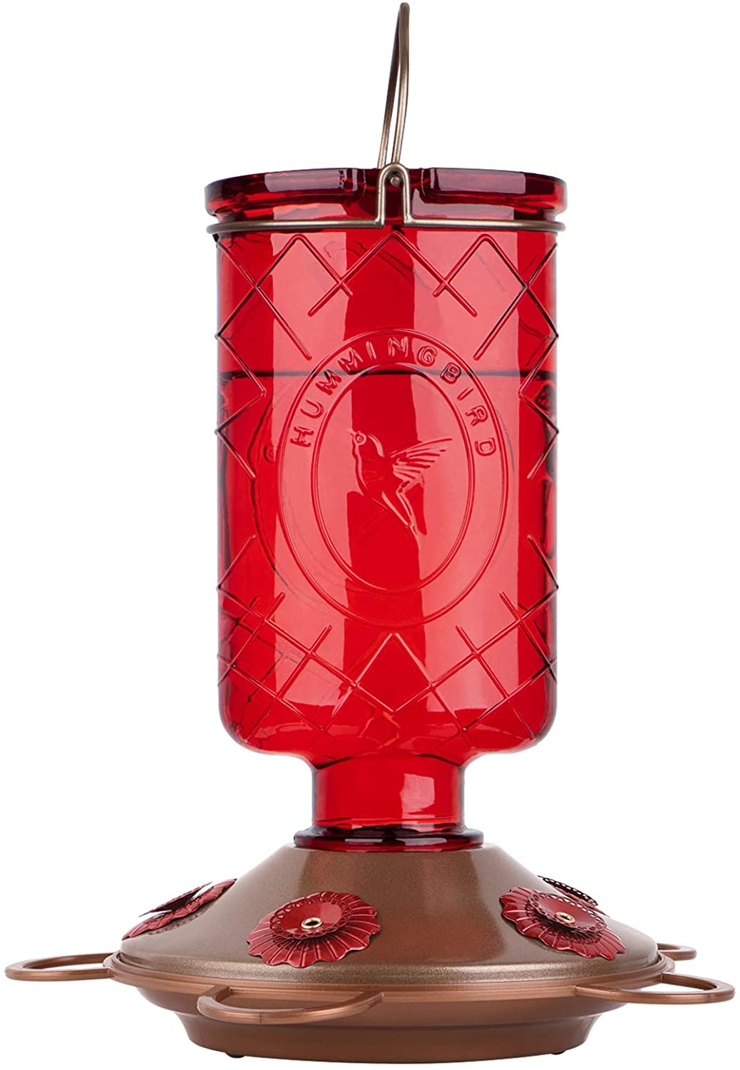 Bolite Hummingbird Feeders Glass Hummingbird Feeders For Outdoors 5 Feeding Stations 22 Ounces Red Bottle Walmart Com