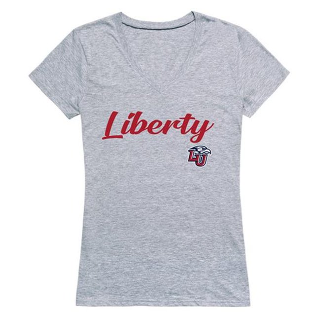 W Republic 555-129-HGY-04 Liberty University T-Shirt Script pour Femmes, Gris Chiné - Extra Grand