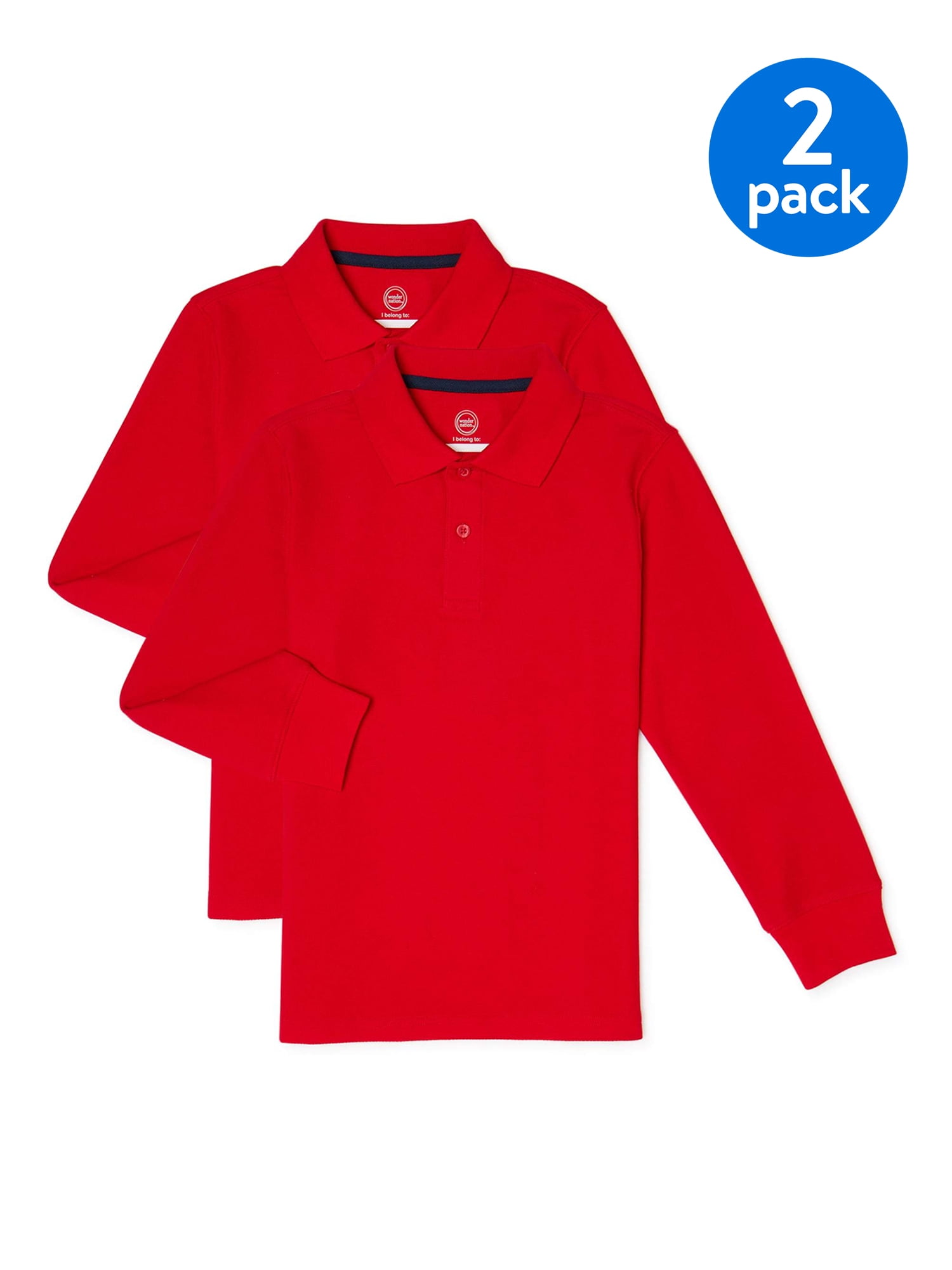 Wonder Nation Boys School Uniform Long Sleeve Polo Shirt 2 Pack Sizes 4 18 in Bahrain at BHD 17 Rating 5