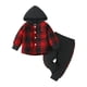 thumbnail image 1 of Gibobby Conjunto de Sudadera y Leggings de Lana Camiseta de manga larga con estampado a cuadros para niños y niñas, trajes con pantalones y camisetas con capucha(Rojo,18-24 Meses), 1 of 5
