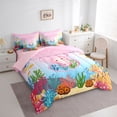 thumbnail image 3 of Feelyou Kawaii Ocean Axolotl Bedding Comforter Set 7 Pieces for Teens, Initial S Letter Full Bedding Set, Dreamy Marine Animal Reversible Fitted Sheet Flat Sheet, Breathable Home Decor, 3 of 7