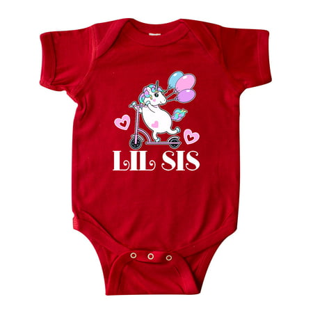 

Inktastic Lil Sis Unicorn Sister Announcement Gift Baby Girl Bodysuit