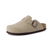 Cushionaire Hana Womens Clogs | Comfortable Vegan Suede Clogs for Women | Slip On Potato Shoes with Cork Footbed & Arch Support | Memory Foam, Wide Widths Available