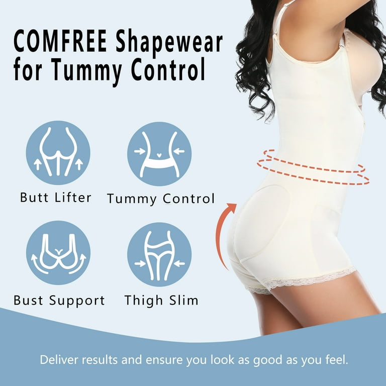 COMFREE Fajas Colombianas Shapewear for Women Tummy Control Body Shaper  Slimming Faja Compression Bodysuit Full Body Open Bust 