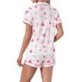 thumbnail image 3 of INSPIRE CHIC Womens Pajama Sets Short Sleeves Cute Bow Print Soft Comfy Button Up Tops and Shorts 2 Pcs S Pink, 3 of 5