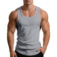 thumbnail image 4 of Men's Summer Ribbed Tank Top Scoop Neck Workout Gym Muscle Tank T-Shirt Sleeveless Undershirt Big and Tall Size L-4XL Gray, 4 of 7