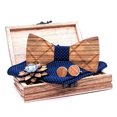 thumbnail image 3 of Man Bow Tie Set Wood Decorative Formal Neck Bowtie Pocket Square Party Cufflinks, 3 of 10