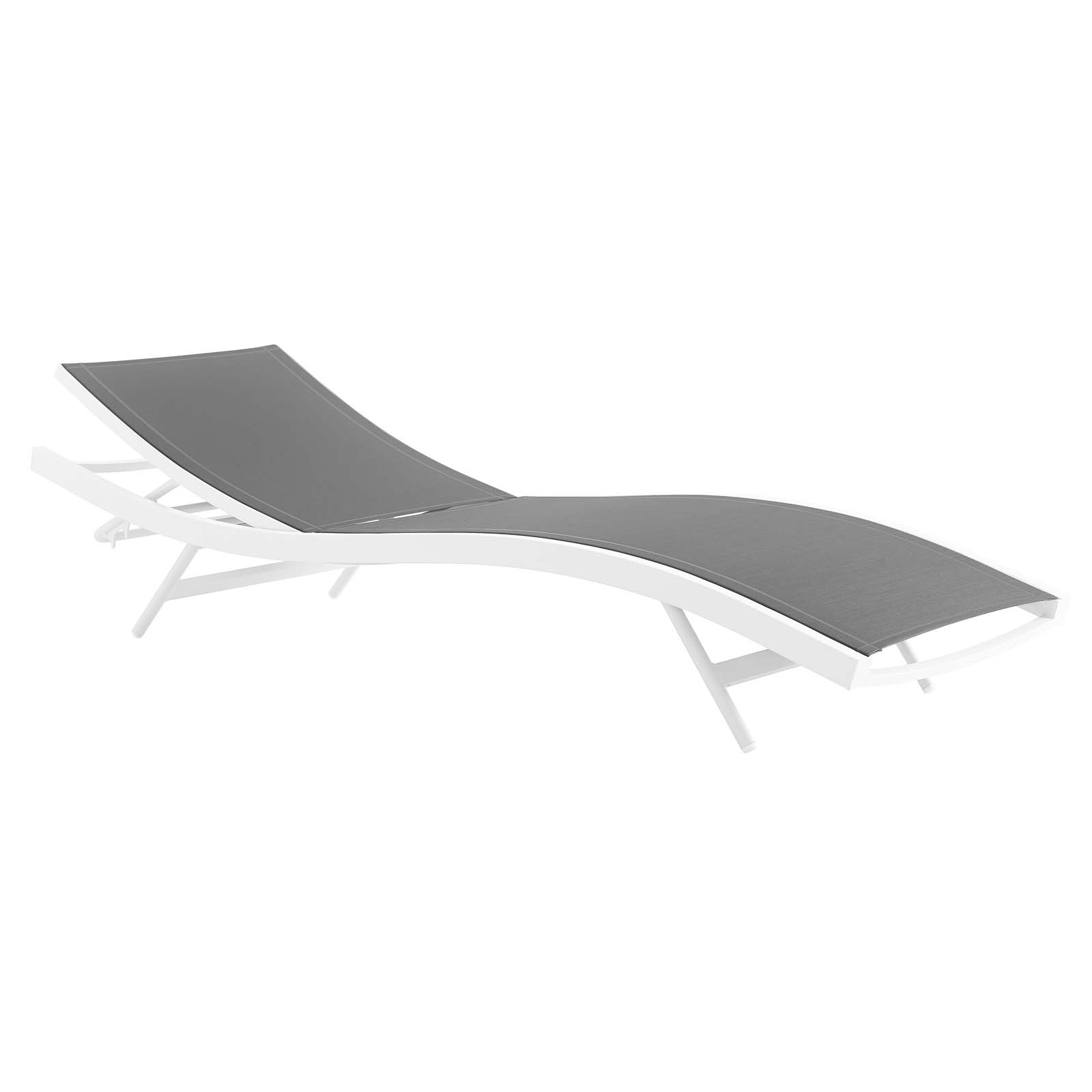 Modern Contemporary Urban Design Outdoor Patio Balcony Garden Furniture Lounge Chair Chaise, Fabric Aluminium, White Grey Gray - image 3 of 7