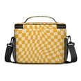 thumbnail image 2 of Orange and Cream Wavy Checkered Insulated Lunch Box for Women Men, Medium Leakproof Cooler Bag with Adjustable Strap, 10"x6.7"x8", 2 of 4