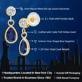 thumbnail image 2 of Gem Stone King 14K Yellow Gold Blue Sapphire and White Lab Grown Diamond Dangle Earrings for Women (1.20 Cttw, Gemstone September Birthstone, Pear Shape 6X4MM, Round 3MM), 2 of 5