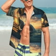 thumbnail image 5 of Lsque Sunset Ocean Whale pattern Hawaiian Shirt for Men, Unisex Summer Beach Casual Short Sleeve Button Down Shirts-3X-Large, 5 of 9