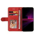 thumbnail image 4 of Case for Sony Xperia 1 III Leather Wallet Book Flip Folio Stand View Cover - Red, 4 of 5