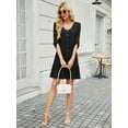thumbnail image 4 of Fancyglim Dresses for Women V Neck Long Sleeve Button Casual Ruffle Tiered Aline Flowy Dress Black 2XL, 4 of 6